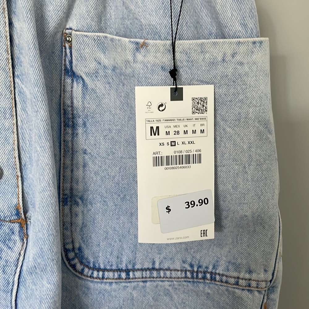 Zara Light Wash Denim Romper - Light Blue - Picture 3 of 4